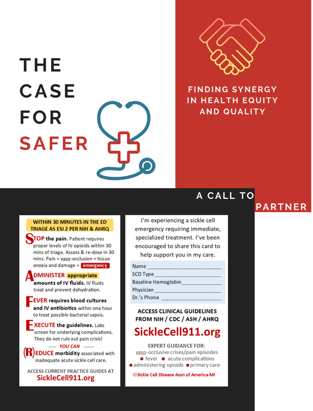 An image of the case statement for SAFER, a sickle cell emergency treatment approach.